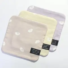 6重ガーゼハンカチ　18×18 女の子　スマイル　くも柄　ピンク系