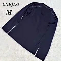 【ユニクロ】トップス 長袖 Vネック ストレッチ 黒 ブラック M