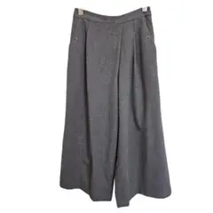 エニィスィス ガウチョパンツ 千鳥格子柄 グレー ウエストゴム M 上品