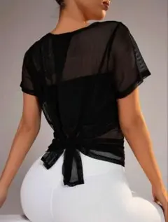 【新品／BLACK／M】シックでセクシーなシースルー 素材♡透け感が素敵なウェア