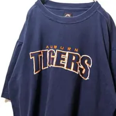 プロプレーヤー オーバーンタイガース ロゴ刺繍 Tシャツネイビー紺色L古着