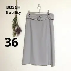 ボッシュ Bability タイトスカート ベルト付き サイズ36 グレー