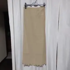 シフォン風 ロングスカート フリル裾　ベージュ