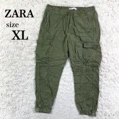 ZARA ザラ カジュアルパンツ ウエストゴム 大きいサイズ XL グリーン