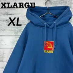 XLARGE センターロゴ刺繍入りパーカー ファイヤーパータン XL