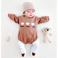 ベビー80 くまさんロンパース 裏起毛ロンパース