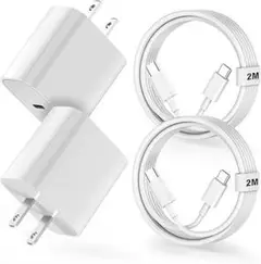 タイプc 充電器 type-c 20W PD 急速充電器 2個セット 2M2本