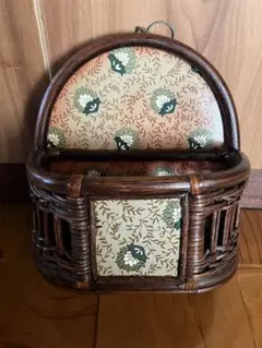 木製花柄壁掛けレターマガジンラック　小物入れ