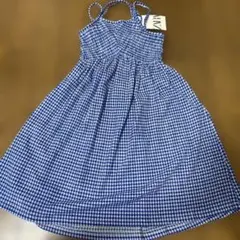 ZARA ノースリーブ ワンピース 青白チェック