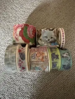 マスキングテープ セット 8個 猫 花柄