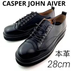 K236新品AIVERラウンドシェイプレザースニーカー28cmBK♂