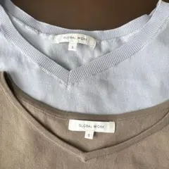 グローバルワーク　Vネック半袖トップス 2点セット　スッキレイ　今期今季