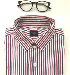 【ÉDIFICE（PARISシリーズ）】トリコロールストライプ タブカラーシャツ