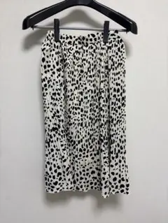 白黒レオパード柄プリーツスカート S