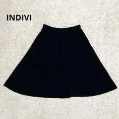 【INDIVI】インディヴィ　台形　Aラインフレアスカート　ブラック　シンプル
