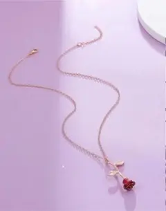 【★ラスト1点★】ネックレス ピンクゴールド かわいい バラ 薔薇 モチーフ