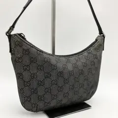 【美品】GUCCI ハーフムーン アクセサリーポーチ GGジャガード レザー