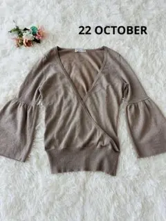 22 OCTOBRE フレア袖ラメニットトップス