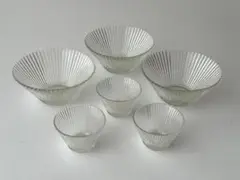 未使用品 ガラス食器 6個セット サラダボウル デザート 素麺 昭和レトロ
