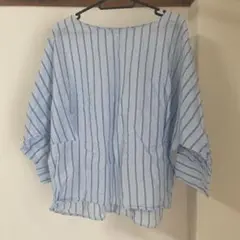 ikka 水色 ストライプシャツ