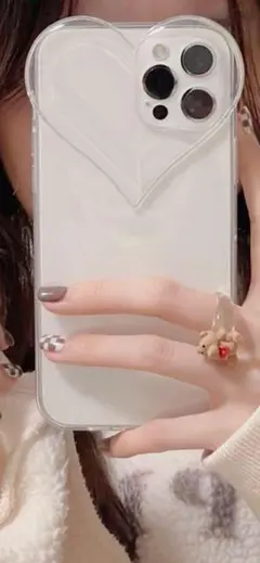 ★iPhone14スマートフォンカバーケース★クリアハート★