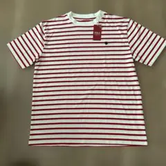 POLO 赤と白のストライプ 半袖Tシャツ　Mサイズ