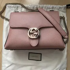 美品 グッチ ピンク ハンドバッグ ショルダーバッグ チェーンバッグ