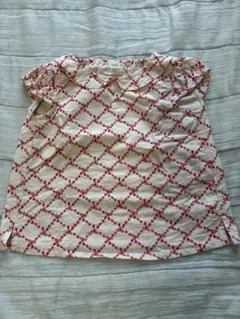 赤い刺繍の半袖ブラウス 90サイズ