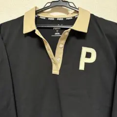PUMA 長袖ポロシャツ ブラック/ベージュ