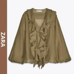 ZARA ザラ　レディース　フリルシャツ　長袖　マスタード XL
