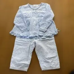 天使のしっぽ　水色 チェック柄 パジャマセット