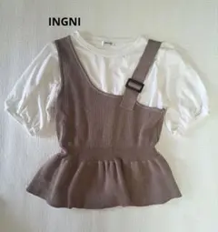 INGNI Mサイズ ペプラムビスチェ&Tシャツセットアップ