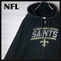 NFL セインツ フルジップ パーカー 裏起毛 レディース 古着 M ブラック