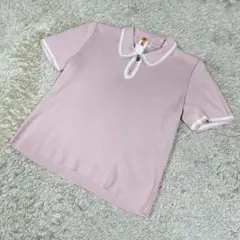 【美品】FOXEY ポロシャツ 半袖 ピンク系 XL 大きいサイズ 銀ボタン