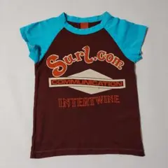 Tシャツ 男の子 Surl.com ロゴ ブラウン ターコイズブルー サーフ