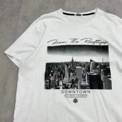 DOWNTOWN　グラフィック　トップス　半袖　Tシャツ　古着　ホワイト　XL