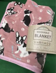 在庫ラスト　新品フレンチブルドッグ柄ブランケット　ピンク