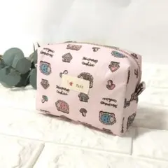 ハリネズミクッキーのボックス型ポーチ・ピンク　＃n1527