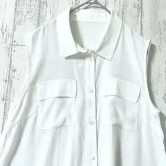 【美品】白 ロングシャツ ノースリーブ Otto 通勤 体型カバー