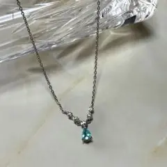 パライバトルマリン ネックレス 0.17ct ペアシェイプ PT 鑑別書付き