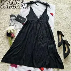 【良品】DOLCEu0026GABBANA キャミソールワンピース ブラック フレア