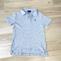 POLO 水色 ストライプ ポロシャツ　130