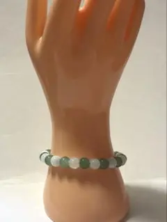 ハンドメイドブレスレット　グリーン　水晶風