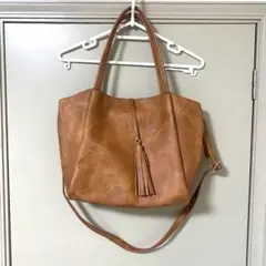 THE SHOP TK タッセル付き バッグ ベージュ　ショルダー　トート