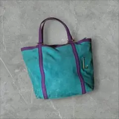 珍カラー ベロア ターコイズ パープル トートバッグ
