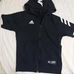adidas 半袖パーカー　S 黒