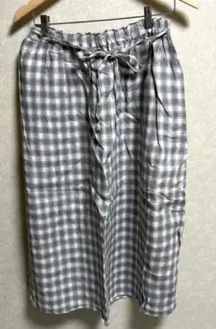 美品　サマンサモスモス　リネンスカート　チェック　グレー