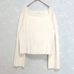 【マカフィー】長袖ニット ・S・アイボリー・ リブ編み