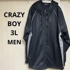 CRAZY BOY フード付きジャージ 3L メンズ ジャケット ブラック
