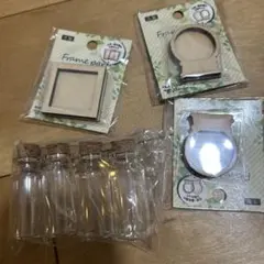 ミニガラスボトルと木製フレームパーツセット
